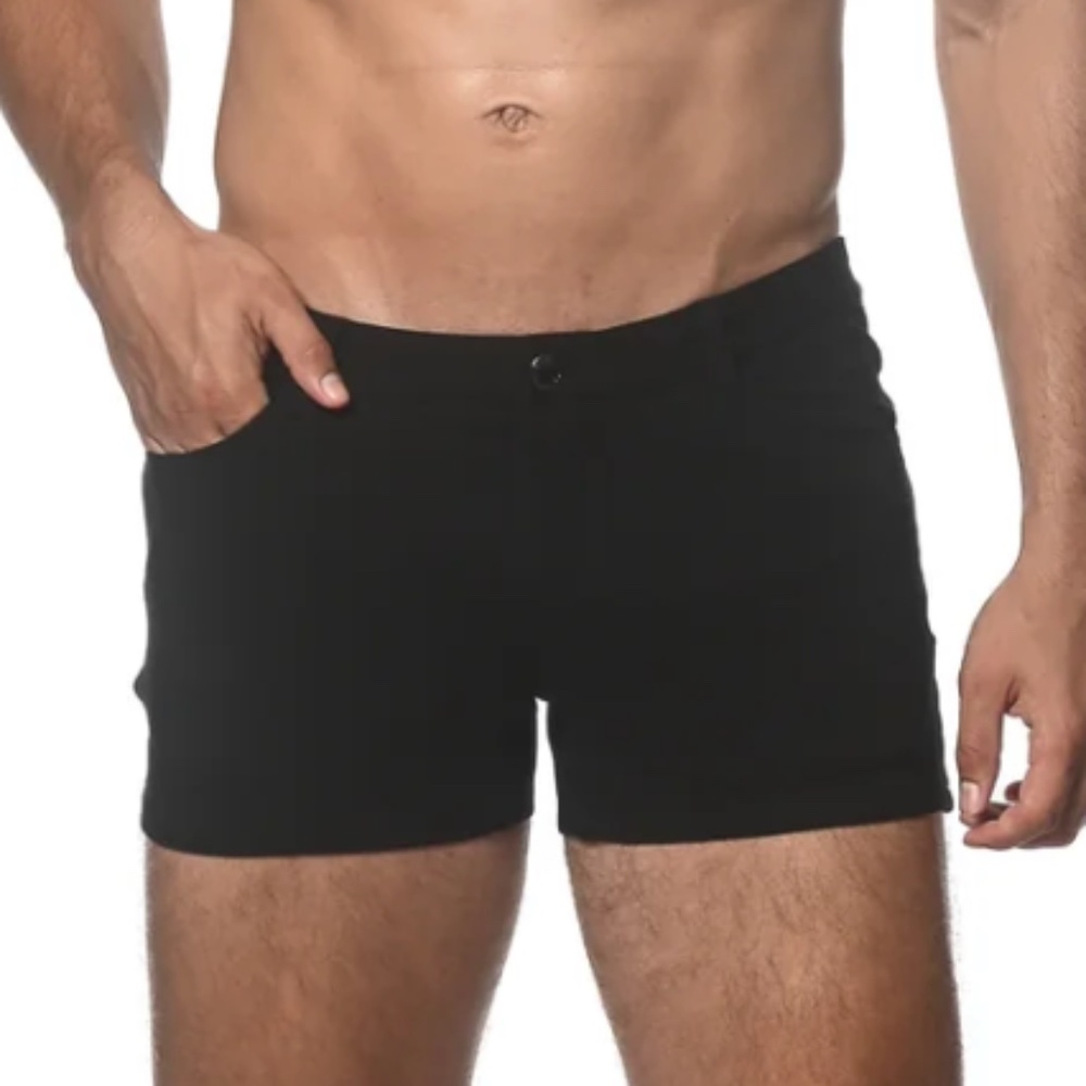 ST33LE BLACK 3" INSEAM STRETCH KNIT JEANS SHORT